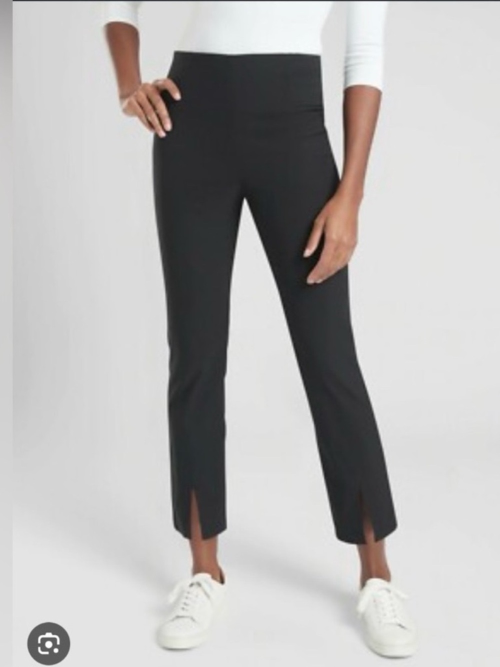 Athleta Wander Slim Straight Crop Pants Size 4 Black Stretch Back Zip